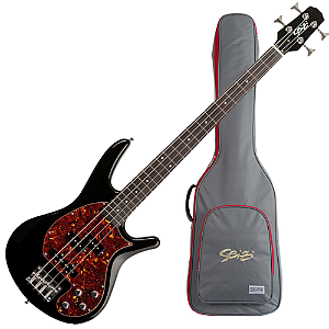 Contrabaixo Seizi Thunder PJ-4 Gloss Black com Captadores Seizi Jutsu Alnico V PJ e Escala em Purple Heart e Bag