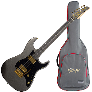 Guitarra Seizi Katana Venom HH Space Grey com Captadores Seizi Jutsu Humbucker Alnico V Ponte Flutuante 2 Pivôs Ferragens Douradas e Bag