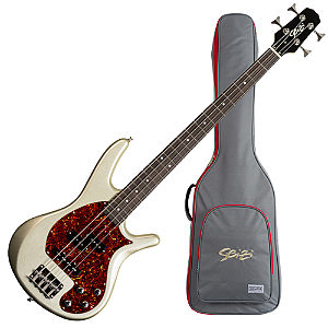 Contrabaixo Seizi Thunder PJ-4 Titanium com Captadores Seizi Jutsu Ativos Single + SplitCoil e Escala Purple Heart e Bag