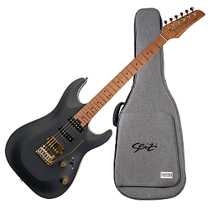 Guitarra Seizi Katana Angel HSS Blackout Mist com Captadores Seizi Jutsu Alnico V Ponte Flutuante 2 Pivôs e Bag
