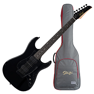 Guitarra Seizi Katana Blade HSH All Black com Captadores Seizi Jutsu Alnico V Ponte Flutuante 2 Pivôs e Bag
