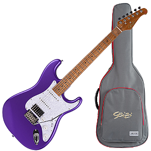 Guitarra Seizi Vintage Budokan Custom Colors Electric Violet HSS com Captadores Seizi Jutsu Alnico V Ponte Flutuante 2 Pivôs Trastes Medium Jumbo Inox e Bag