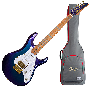 Guitarra Seizi Katana Ghost Chameleon com Captadores Seizi Jutsu Alnico V HSS Ponte Flutuante 2 Pivôs e Bag
