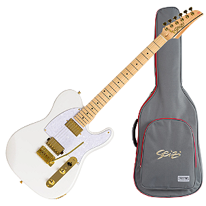 Guitarra Seizi Katana Kabuto TL White Gold com Captadores Seizi Jutsu Alnico V HH Ponte Flutuante 2 Pivôs e Bag