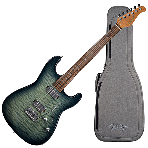 Guitarra Seizi Vintage Ronin Plus Quilted Blue com Captadores Seizi Jutsu Alnico V HH Ponte Flutuante 2 Pivôs e Bag