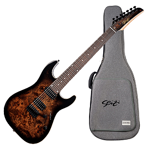 Guitarra Seizi Katana Raijin Seven Tiger Black com Captadores Seizi Jutsu Alnico V HH Ponte Fixa e Bag