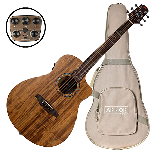 Violão Eletroacústico Seizi Supreme Zen Cutaway Mirai Plus Koa com Tampo Koa Sólido Pré Seizi Mirai Plus Recarregável Afinador e Bag Armor