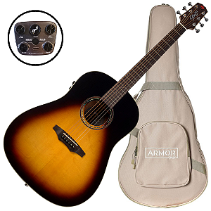 Violão Eletroacústico Seizi Supreme Mirai Plus Okami Vintage Sunburst com Tampo Spruce Sólido Pré Mirai Plus com Efeitos Afinador Recarregável e Bag Armor 10360920