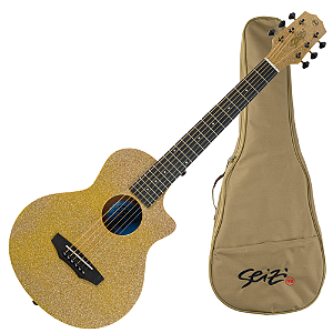 Violão Acústico Seizi Fun Panda Aço Desert Gold Sparkle com Madeira Sapele Laminado e Bag 10360976
