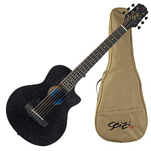 Violão Acústico Seizi Fun Panda Aço Midnight Black Sparkle com Madeira Sapele Laminado e Bag 10360982
