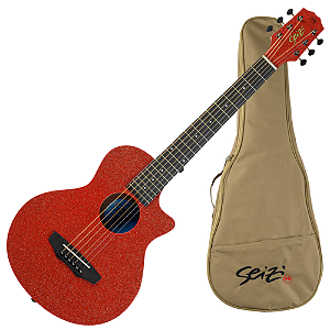 Violão Acústico Seizi Fun Panda Aço Lava Red Sparkle com Madeira Sapele Laminado e Bag 10360972