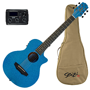 Violão Eletroacústico Seizi Fun Panda Aço Royal Blue Sparkle com Captador e Madeira Sapele Laminado e Bag 10360979