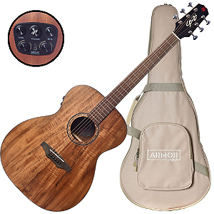 Violão Eletroacústico Seizi Supreme Fuji Mirai Koa com Tampo Koa Sólido Pré Seizi Mirai Efeitos Reverb/Delay/Chorus Desplugado e Bag Armor