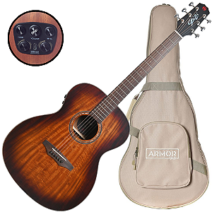 Violão Eletroacústico Seizi Supreme Fuji Mirai Koa Burst com Tampo Koa Sólido Pré Seizi Mirai Efeitos Reverb/Delay/Chorus Desplugado e Bag Armor