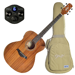Violão Eletroacústico Seizi Nagoya Kaizen Koa com Captador Seizi Kaizen Recarregável Cordas de Aço Madeira Koa Laminado e Bag