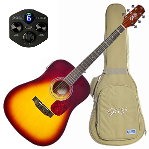 Violão Eletroacústico Seizi Tokyo Kaizen Brown Burst com Captador Seizi Kaizen Recarregável Cordas de Aço Madeira Mogno Laminado e Bag 10360634