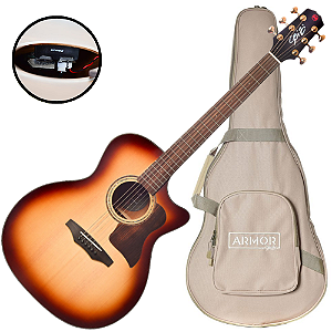 Violão Eletroacústico Seizi Supreme Ryu Cutaway Honeyburst Gold com Tampo Spruce Sólido Pré Fishman Sonitone e Bag Armor
