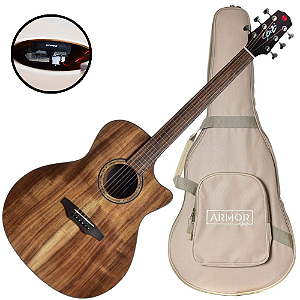Violão Eletroacústico Seizi Supreme Ryu Cutaway Koa com Tampo Koa Sólido Pré Fishman Sonitone e Bag Armor