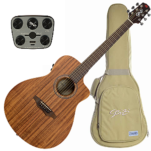 Violão Eletroacústico Seizi Zen Cutaway Kaizen Plus Koa com Captador Seizi Kaizen Plus Recarregável Cordas de Aço Madeira Koa Laminado e Bag