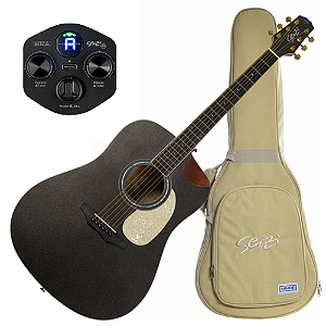 Violão Eletroacústico Seizi Akira Mirai Space Grey Marcelo Carvalho com Captador Seizi Mirai Cordas de Aço Madeira Mahogany Laminado e Bag 10361032