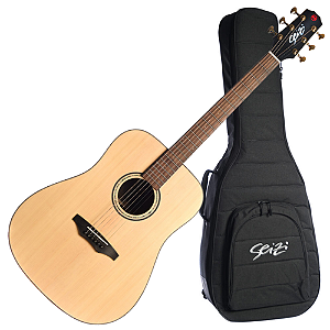 Violão Acústico Seizi Supreme All Solid Kaiju Spruce Natural com Cordas de Aço Madeira Rosewood Sólido e Bag