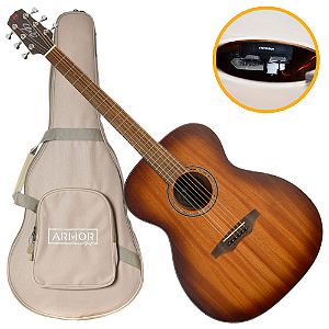 Violão Eletroacústico Canhoto Seizi Supreme Fuji Honeyburst com Captador Fishman Sonitone Cordas de Aço Madeira Mogno Laminado e Bag