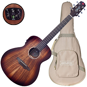 Violão Eletroacústico Seizi Supreme Mini Ryu Koa Burst com Tampo Koa Sólido Pré Seizi Mirai Efeitos Reverb/Delay/Chorus Desplugado e Bag Armor 10360435