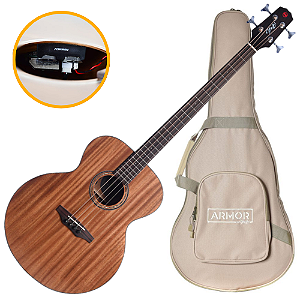 Baixolão Seizi Supreme Godzilla Bass Mahogany Satin com Captador Fishman Sonitone Cordas de Aço Madeira Mahogany Laminado e Bag
