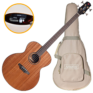 Baixolão Eletroacústico Seizi Supreme Godzilla Bass Gold Mahogany Gloss com Captador Fishman Sonitone Cordas de Aço Madeira Mahogany Laminado e Bag