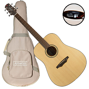 Violão Eletroacústico Seizi Supreme Kaiju Canhoto Spruce Natural Satin com Tampo Spruce Sólido Pré Fishman Sonitone e Bag Armor