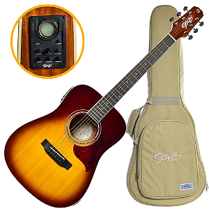 Violão Eletroacústico Seizi Mini Tokyo Brown Burst com Captador Seizi Cordas de Aço Madeira Mogno Laminado e Bag 10360275