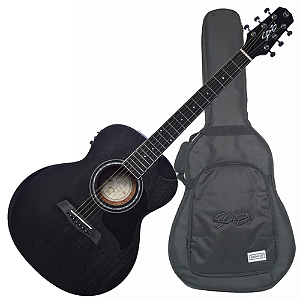 Violão Eletroacústico Seizi Mini Neo Nagoya Open Pore Black com Captador Seizi Mirai Recarregável Cordas de Aço Madeira Mahogany Laminado e Bag 10360575