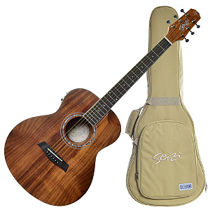 Violão Eletroacústico Seizi Mini Nagoya Koa com Captador Seizi Cordas de Aço Madeira Koa Laminado e Bag