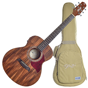 Violão Eletroacústico Seizi Mini Kyoto Koa com Captador Seizi Cordas de Aço Madeira Koa Laminado e Bag