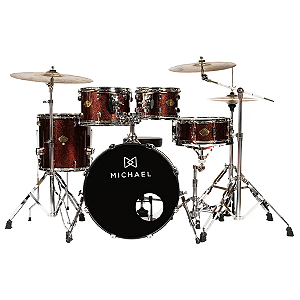 Bateria Acústica Michael Legacy DML420 Sparkle Wine SWR com Ferragens e Banco