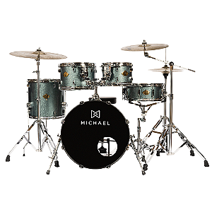 Bateria Acústica Michael Legacy DML420 Sparkle Marine Blue SMB com Ferragens e Banco