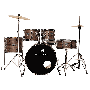 Bateria Michael Trinity DMT320 20" Matte Okey com Pratos Hi-Hat Crash Banco Pedal Baquetas e Ferragens Inclusas