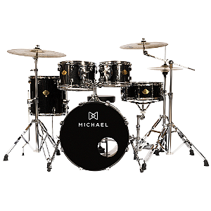 Bateria Michael Legacy DML420 20" Sparkle Marine Blue com Banco Estantes Baquetas e Ferragens Inclusas