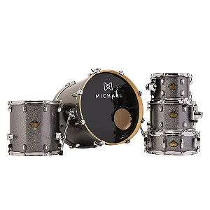 Bateria Michael Legacy Birch DMB520 20" Bright Grey Shell Pack com Sistema Suspensão M.S.3 Arruelas Nylon e Acessórios de Afinação
