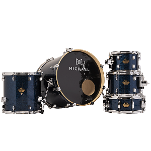 Bateria Michael Legacy Birch DMB520 20" Deep Blue Shell Pack com Sistema Suspensão M.S.3 Arruelas Nylon e Acessórios de Afinação