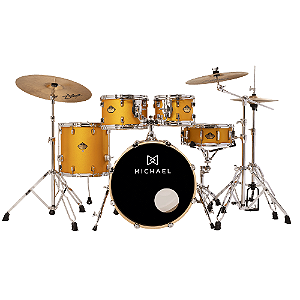Bateria Acústica Michael Legacy Birch DMB522 Shining Gold SHG Shell Pack com Casco Híbrido em Birch e Poplar e Acabamento em Celuloide
