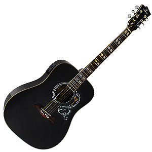 Violão Eletroacústico Michael Galaxy VM925DT BK (BLACK) com Tampo Spruce Pré Michael 4 Bandas Tarraxas Douradas Encordoamento Aço e Acabamento Diferenciado