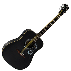 Violão Eletroacústico Michael Galaxy VM925DT BK (BLACK) com Tampo Spruce Pré Michael 4 Bandas Tarraxas Douradas Encordoamento Aço e Acabamento Diferenciado