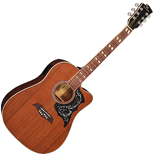 Violão Eletroacústico Michael Galaxy VM925DTC MH (Mahogany) com Tampo Spruce Pré Michael 4 Bandas Tarraxas Douradas Encordoamento Aço e Acabamento Diferenciado