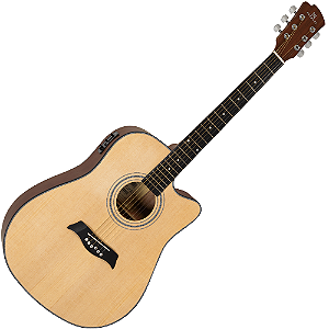 Violão Eletroacústico Michael Folk VMF400 ST Sitka com Tampo Sitka Pré Michael SE-31 Tarraxas Douradas Encordoamento Aço e Acabamento Fosco