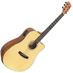 Violão Eletroacústico Michael Cosmic VMC230 ST (Satin) com Tampo Spruce Pré Michael Effex Tarraxas Matte Black Die Cast Encordoamento Aço e Acabamento Open Pore