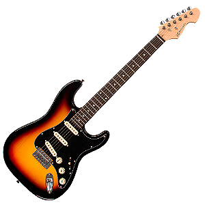 Guitarra Michael GMS400 ST Luminis SNT Sunburst com Corpo Basswood Braço Maple e Captadores Michael Velvet Alnico Single Coil SSS