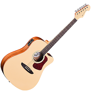 Violão Eletroacústico Michael Laguna VML530 CR (Cream) com Tampo Spruce Pré Michael Effex Tarraxas Chrome Die Cast Encordoamento Aço e Acabamento Open Pore
