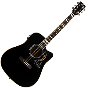 Violão Eletroacústico Michael Folk Freebird VMF430 BK (Black) com Tampo Spruce Pré Michael Effex Tarraxas Die Cast Encordoamento Aço e Acabamento Brilhante