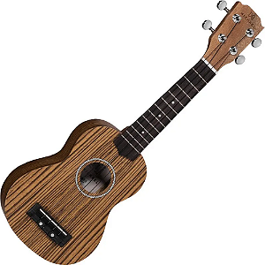 Ukulele Acústico Michael MK21ZB Natural com Tampo Zebra Wood Fundo e Laterais Zebra Wood Escala Blackwood e Cavalete BlackwoodHTML